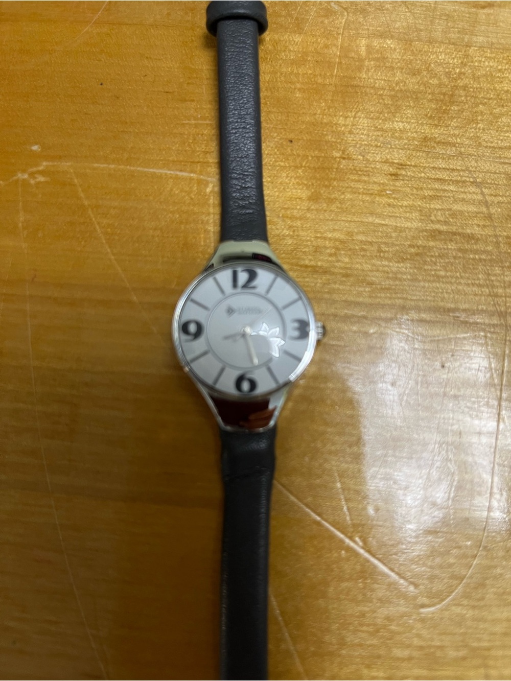 Women’s Vintage Silipada Design Stainless Steel, Gray Leather Strap Watch